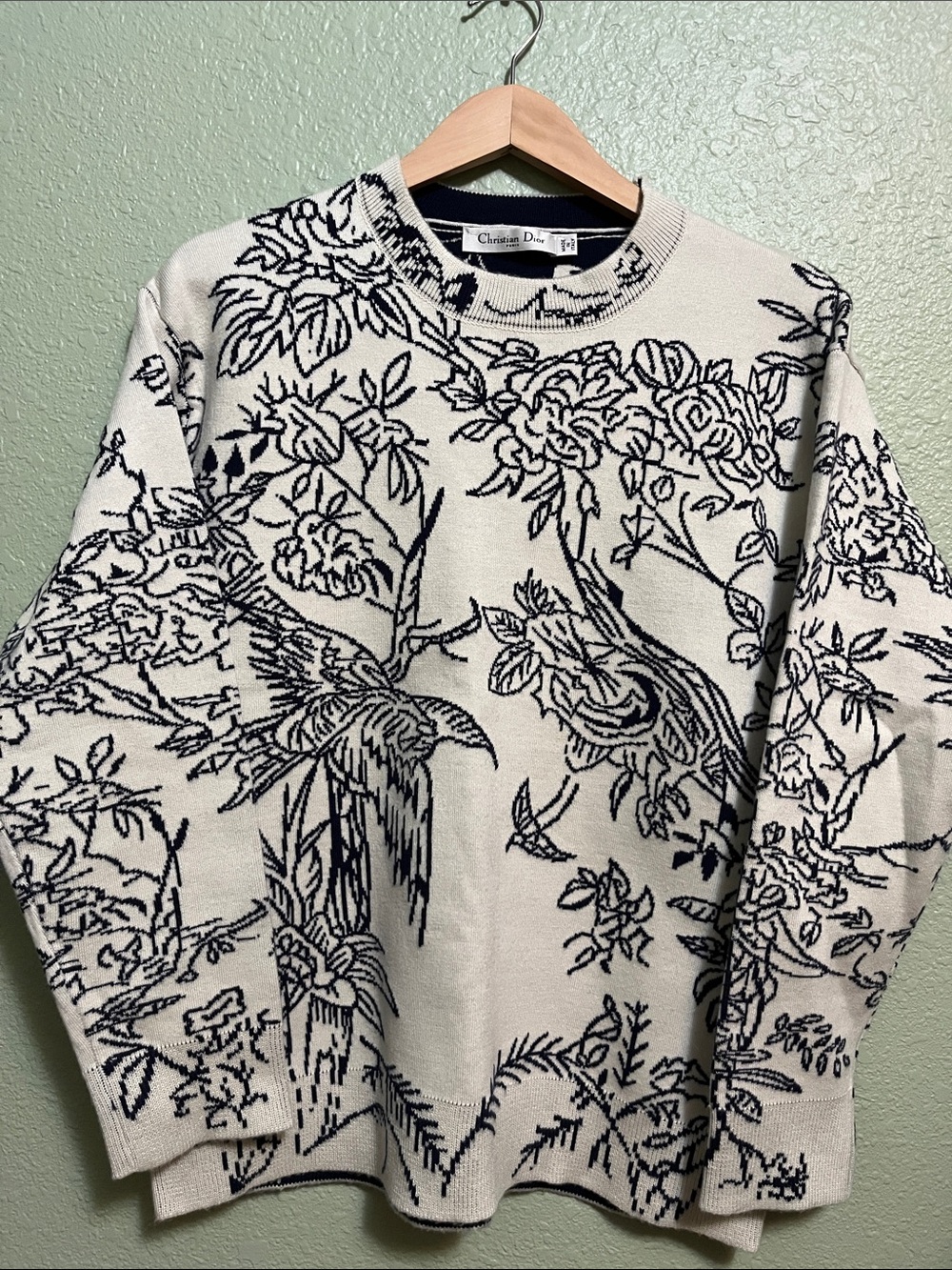 Dior Reversible Floral Jumper Sweater cashmere/wool Womens Sz 6